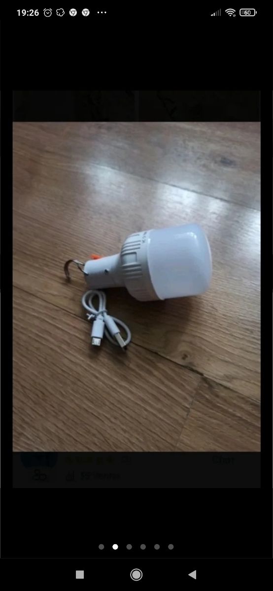 Lampara de 60w recargable es grande