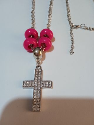 Collana colore argento con croce donna