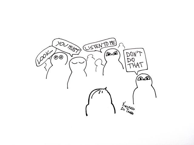 Vignetta satirica, “Tutti bravi a consigliare”