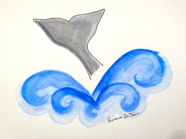 Coppia Acquerello, Balena, Moby Dick