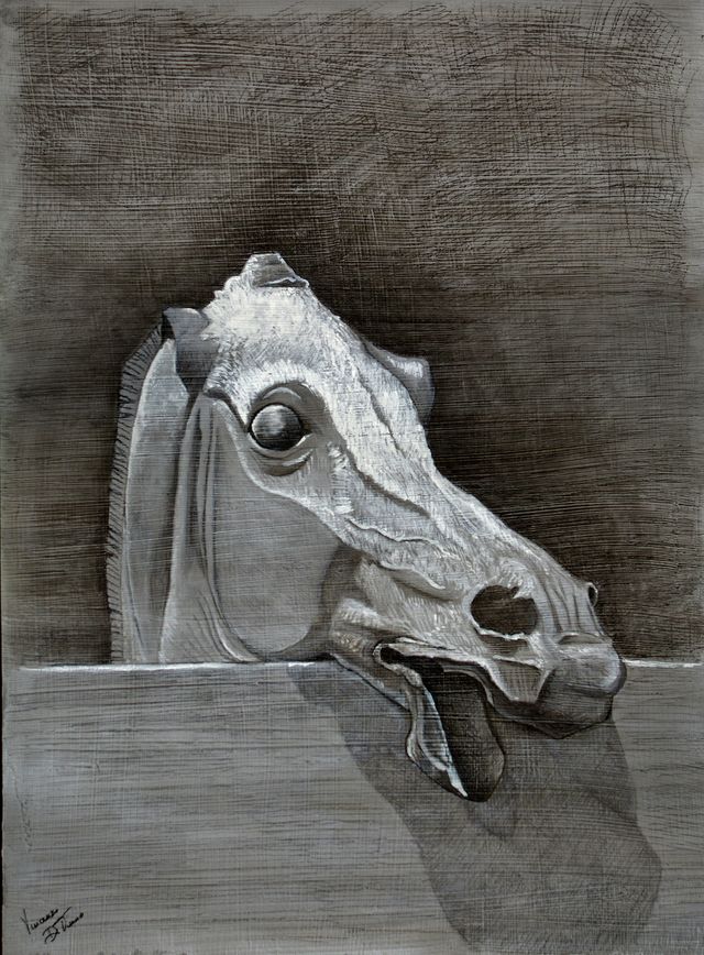 Cavallo sullo steccato, Carboncino e Gesso