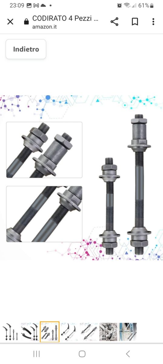 1 Set di  assali per bicicletta a sganci