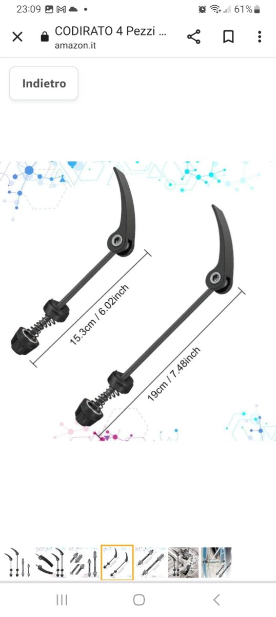 1 Set di  assali per bicicletta a sganci