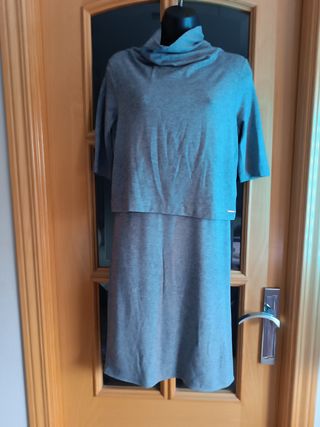 Vestido punto doble capa Calvin Klein gris S