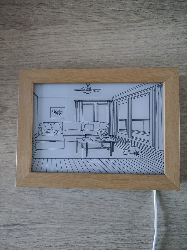 Cuadro Decoración Led con Marco Madera