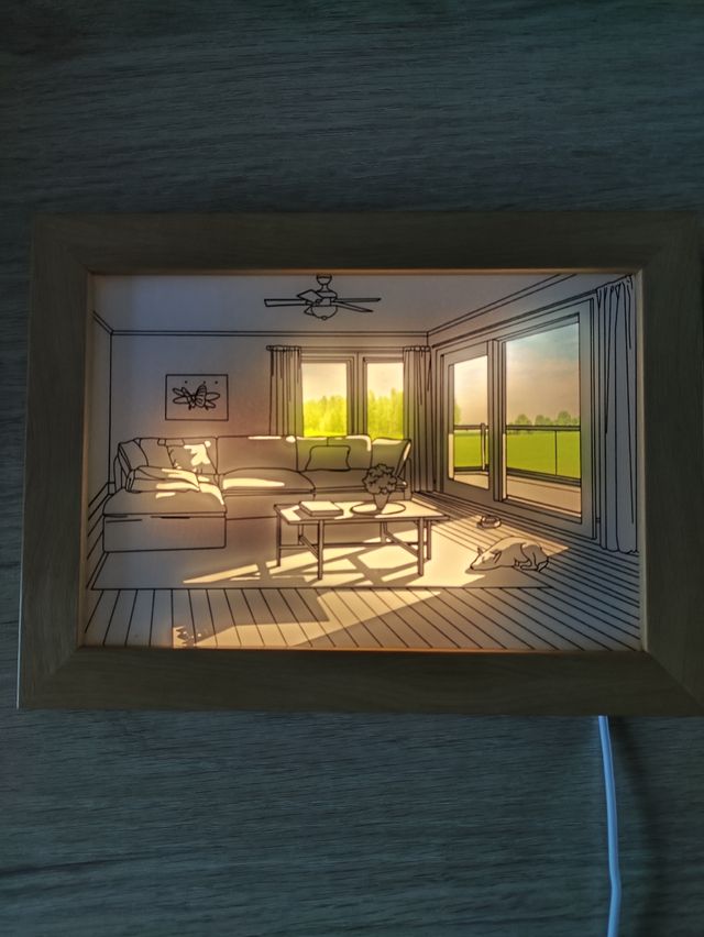 Cuadro Decoración Led con Marco Madera