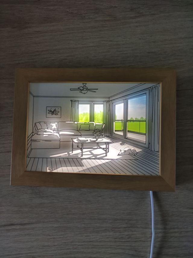 Cuadro Decoración Led con Marco Madera