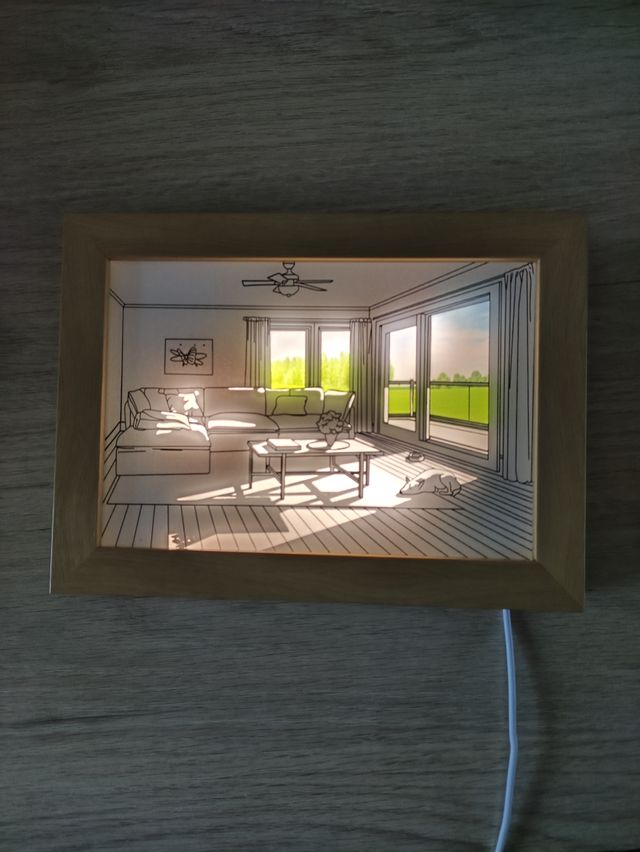 Cuadro Decoración Led con Marco Madera