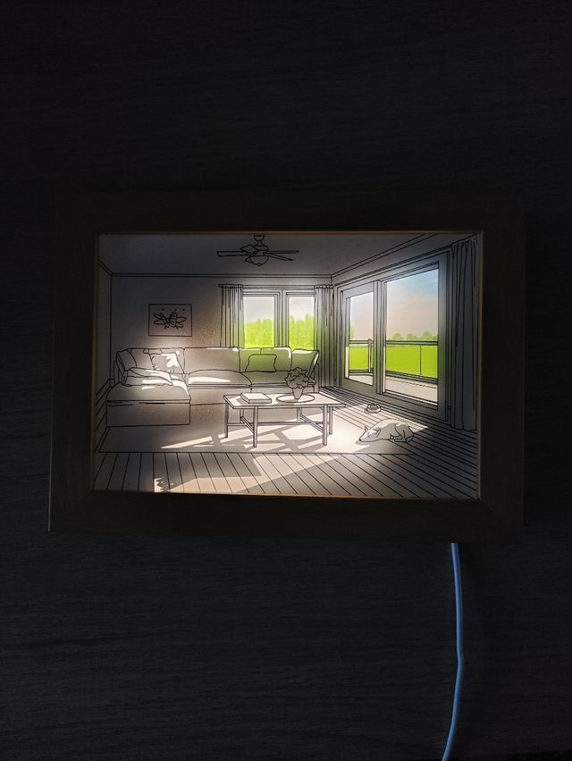 Cuadro Decoración Led con Marco Madera