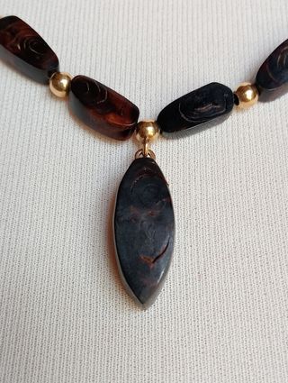 Antica collana in corallo nero e oro 18carati