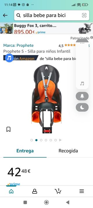 Silla para niños en bici