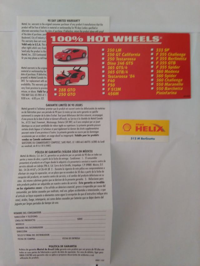 Juguete Coche Ferrari F512M Escala 1:24.Excelente