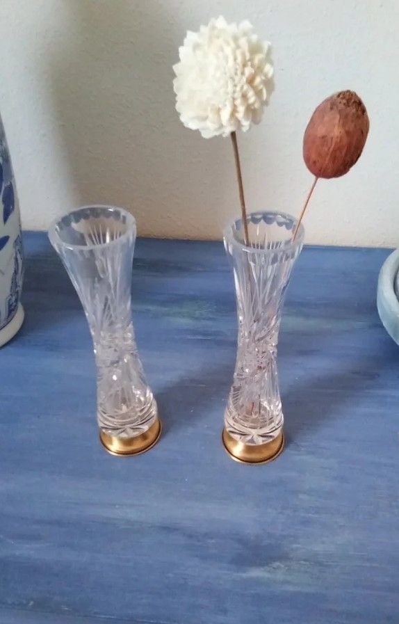 Juego 2 Violeteros cristal de Bohemia