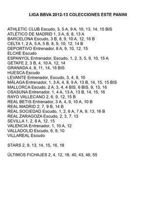 Cromos fútbol 2012-13