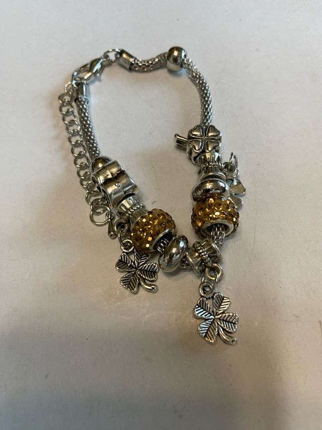 bracciale acciaio strass dorati