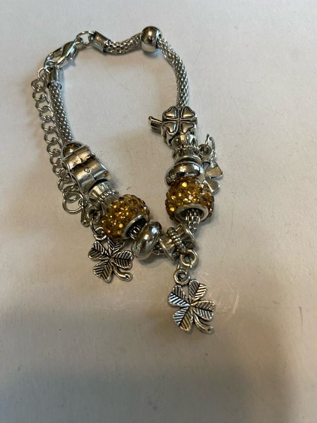 bracciale acciaio strass dorati