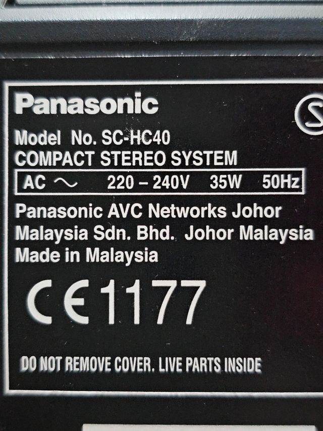 Microcadena Reproductor Panasonic SC-HC40