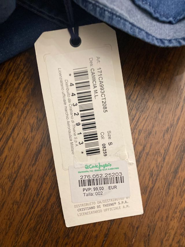 Camisa azul vaquero Aeronautica Militare nueva