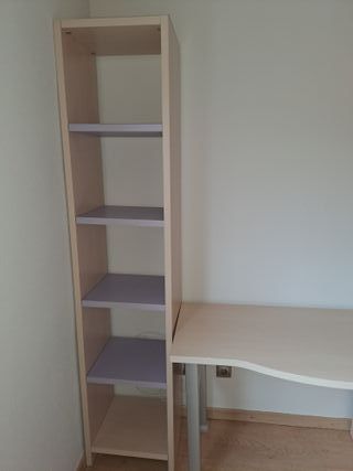 Dormitorio, mesita,  escritorio, estantería