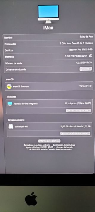 Ordenador I Mac Retina 5k 2019