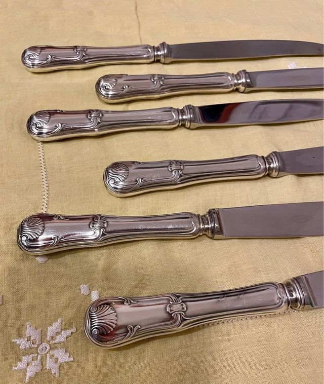 coltelli da pasto vintage in argento e acciaio