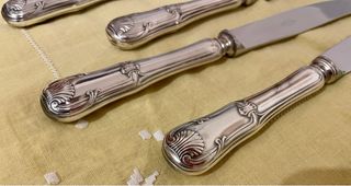 coltelli da pasto vintage in argento e acciaio