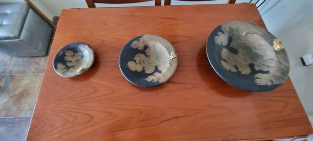 3 Platos presentación, cerámica centros