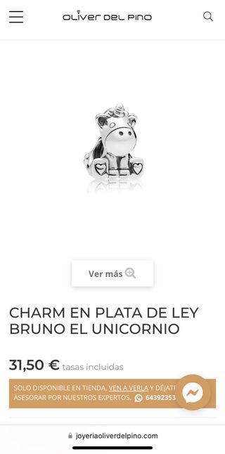 Charm Pandora Bruno Unicornio