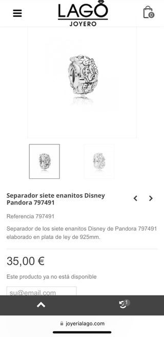Charm Pandora Disney 7 enanitos