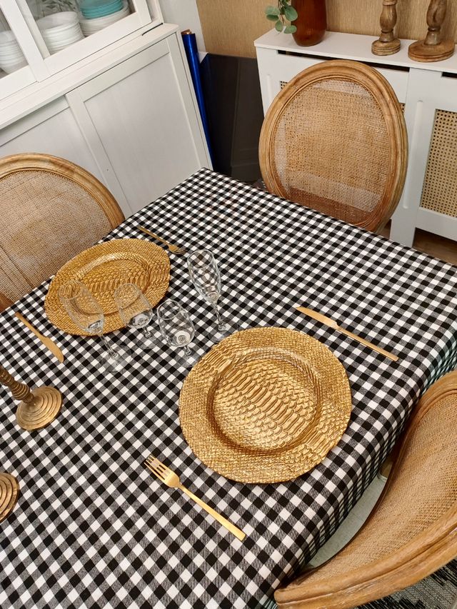 Mantel Vichy negro y blanco