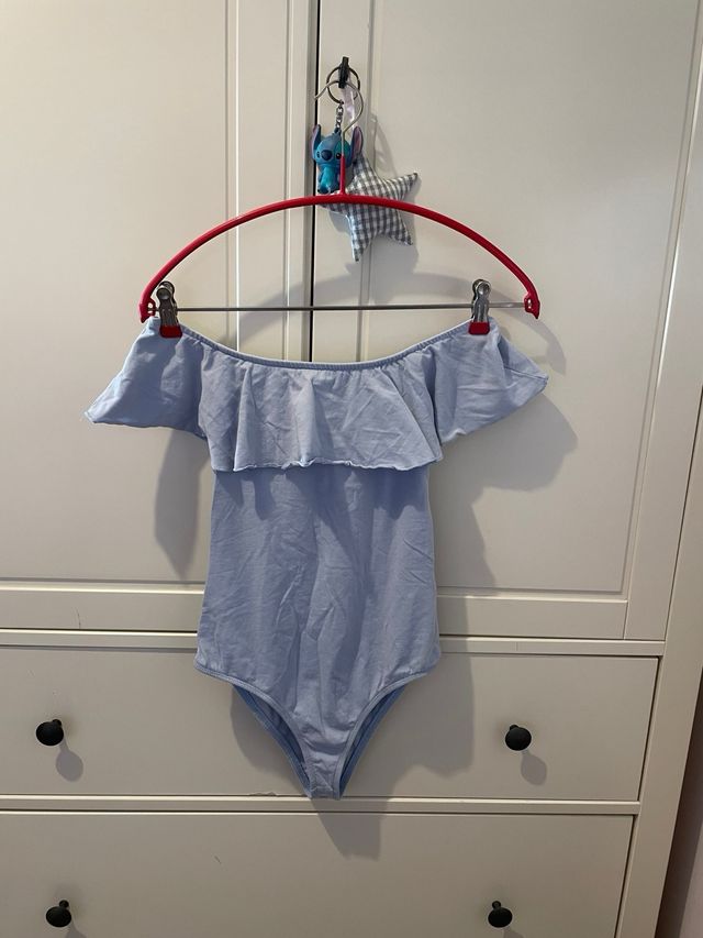 Body con flecos celeste de Bershka