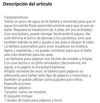 Bañera automática para agapornis