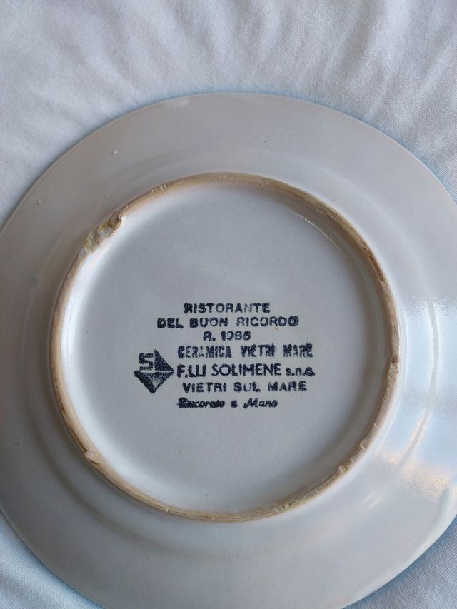 Piatto Ristorante dal Corsaro Cagliari Vintage 