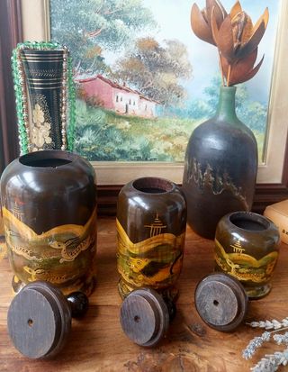 3 TIBORES CHINOS MADERA