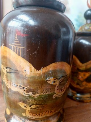 3 TIBORES CHINOS MADERA