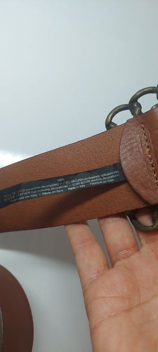 Cinto Zara camel em pele 80 cm