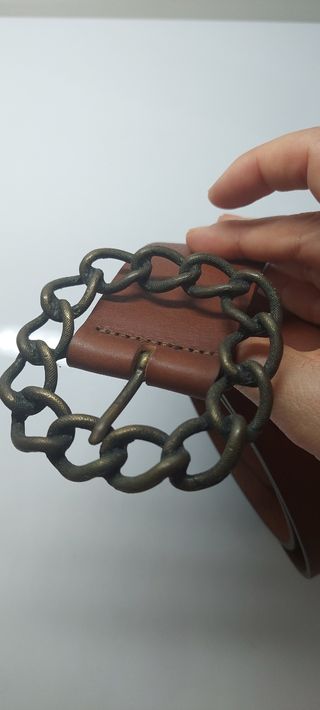 Cinto Zara camel em pele 80 cm