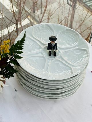 10 platos de ostras de porcelana limoges