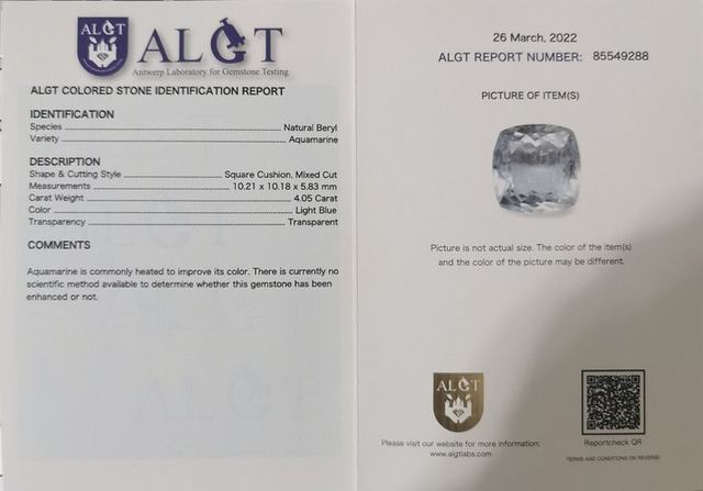 Diamante Acqua Marina 4ct