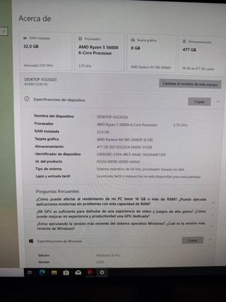 PC GAMER (RX 580, R5 5600x, 32GB RAM DDR4)