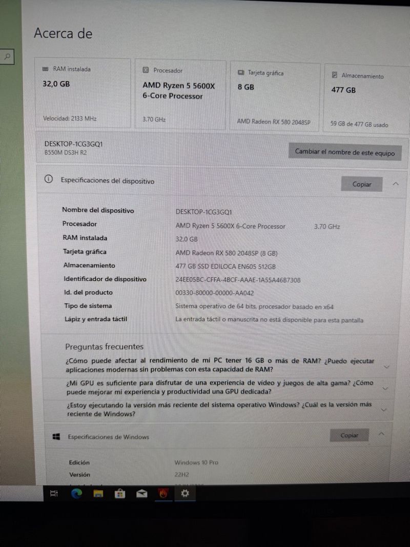 PC GAMER (RX 580, R5 5600x, 32GB RAM DDR4) afbeelding 3