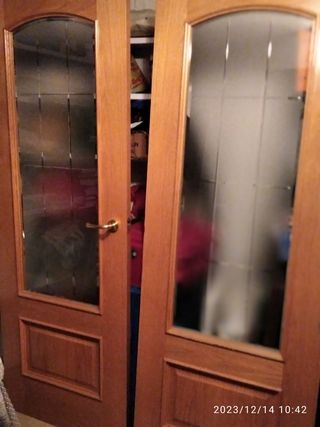 Doble puerta de roble macizo, cristalera