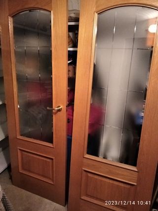 Doble puerta de roble macizo, cristalera