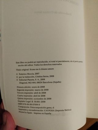 Perdona si te llamo amor. Federico Moccia