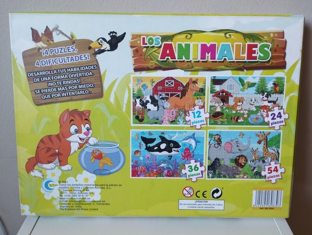 4 Puzzles Progresivos. Los animales.