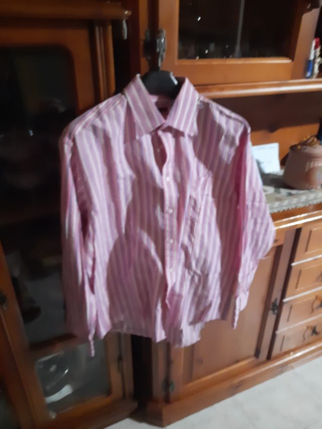 Camicia rosa righe blu e bianco