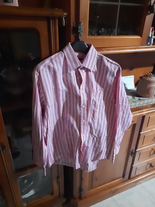 Camicia rosa righe blu e bianco