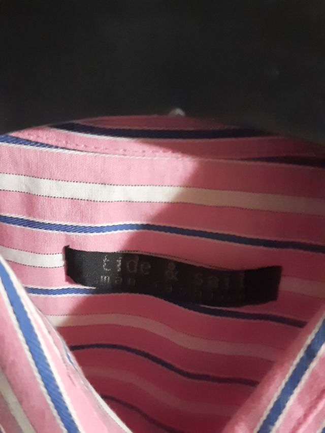 Camicia rosa righe blu e bianco