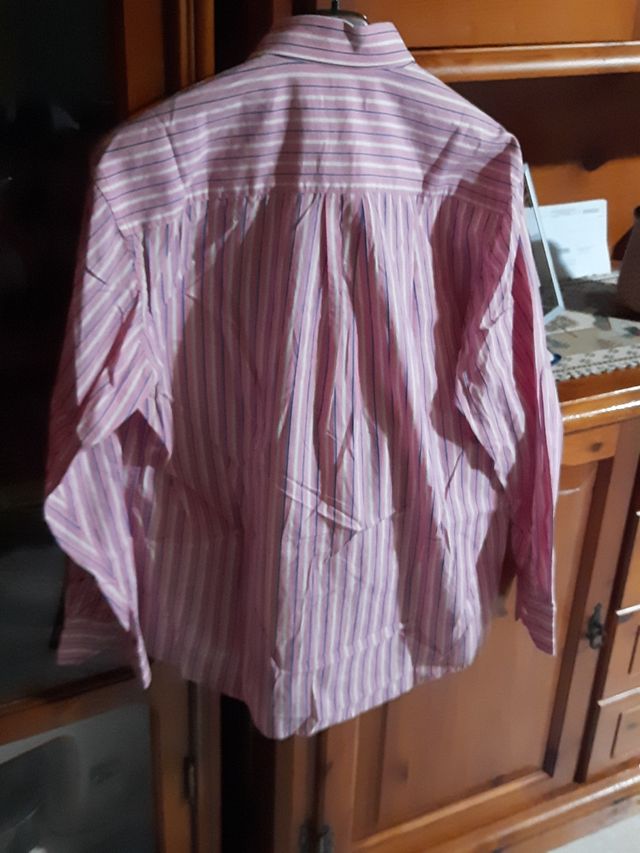 Camicia rosa righe blu e bianco