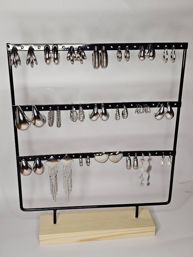 Pendientes plateados de acero inoxidable